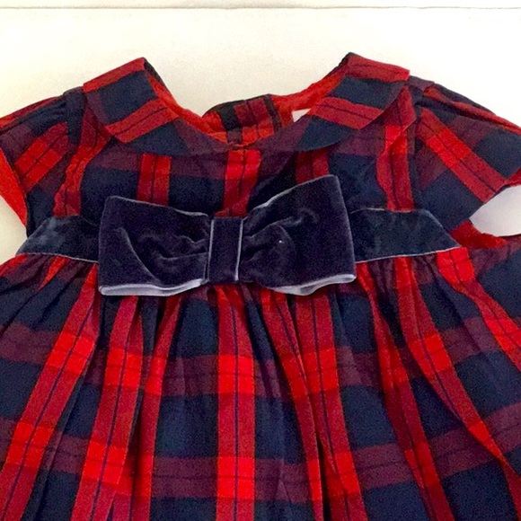 Janie & Jack Red/Navy Checkered Dress. Holiday, Easter, Special Occasion Dress. - Picture 2 of 11